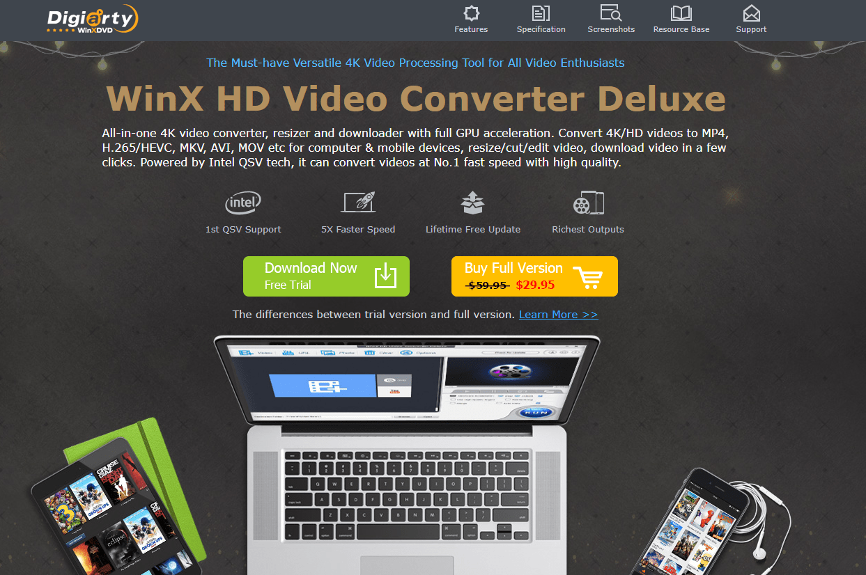 WinX HD Video Converter Deluxe: convertire video in 4K in qualsiasi formato