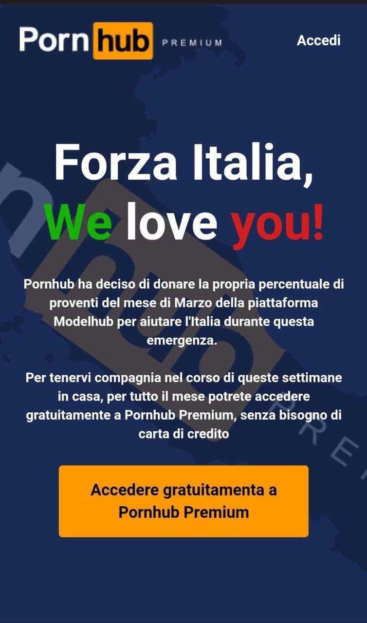 PornHub: Premium gratis e iniziativa benefica per tutti gli italiani