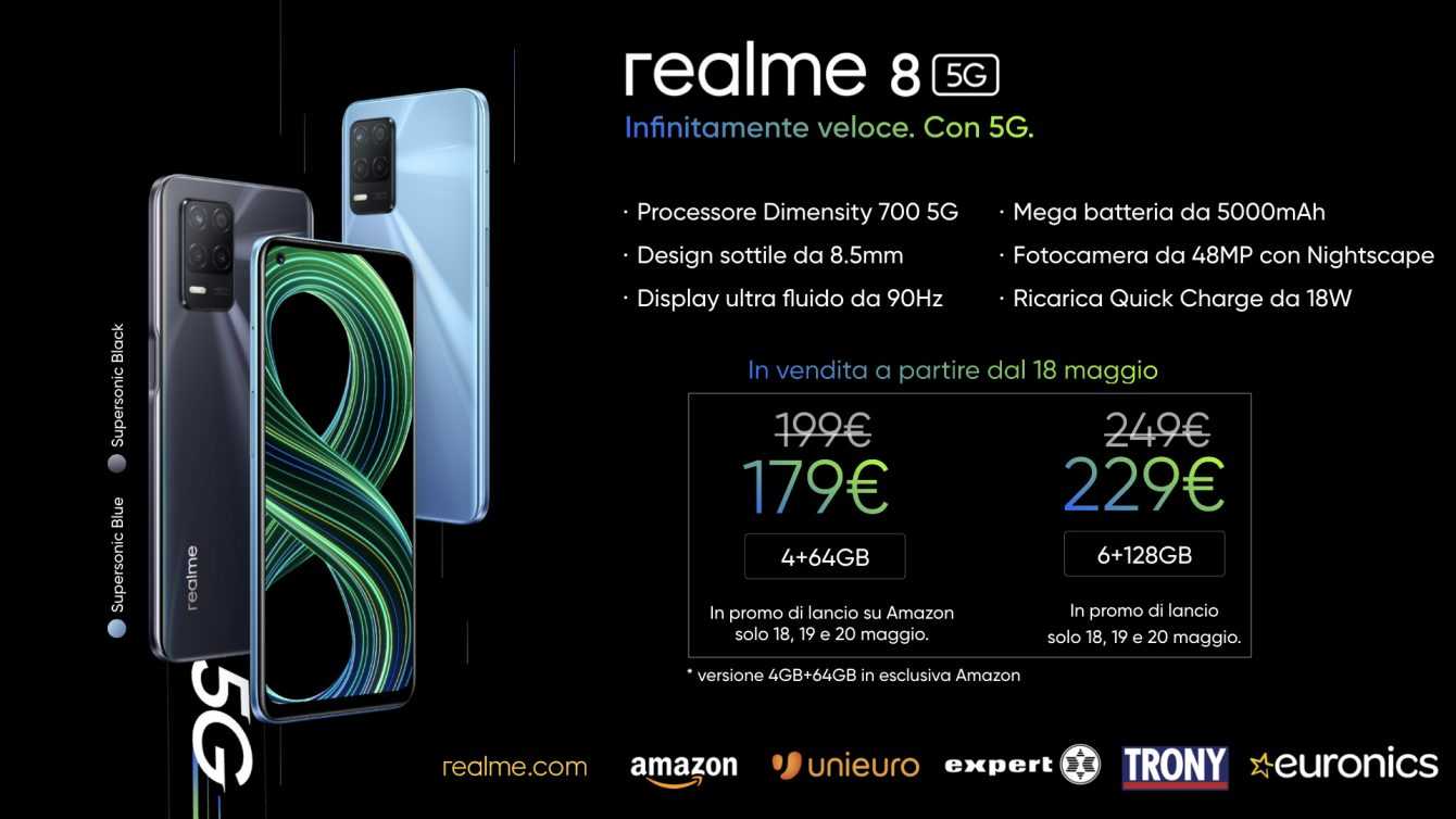 Realme 8: the 5G version is finally available in Italy