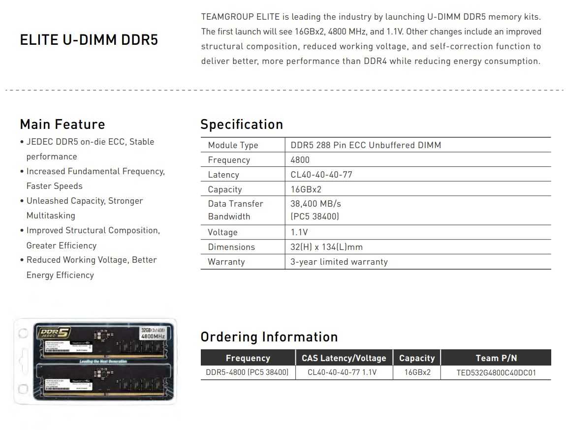 TEAMGROUP ELITE DDR5: the era of DDR5 RAM begins