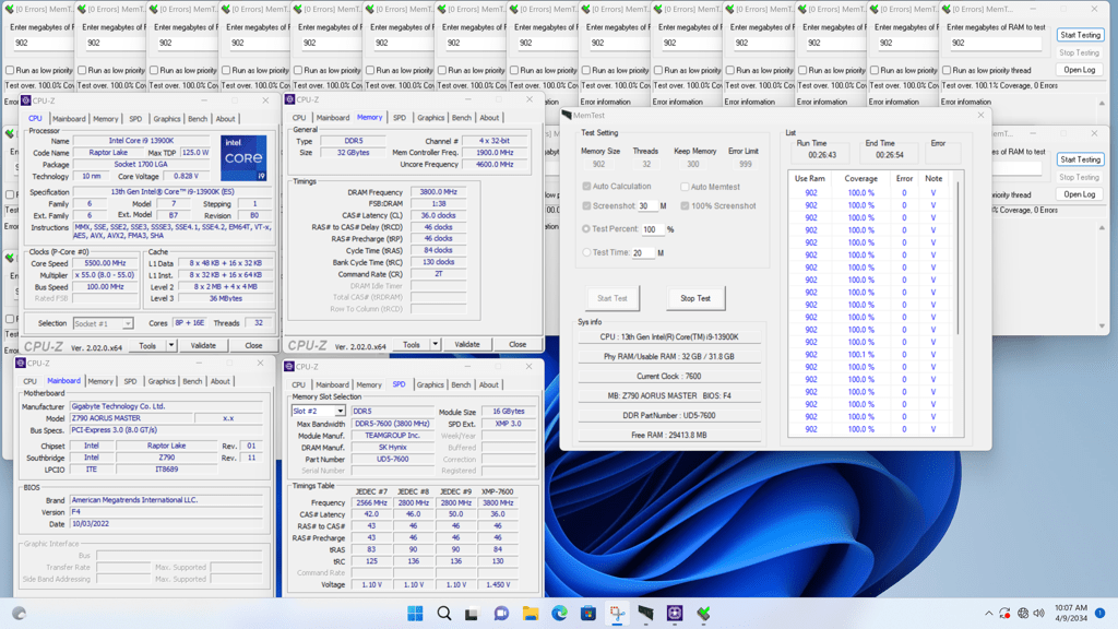 GIGABYTE: rivelate le prestazioni di XMP DDR5-7600 e O.C DDR5-7950