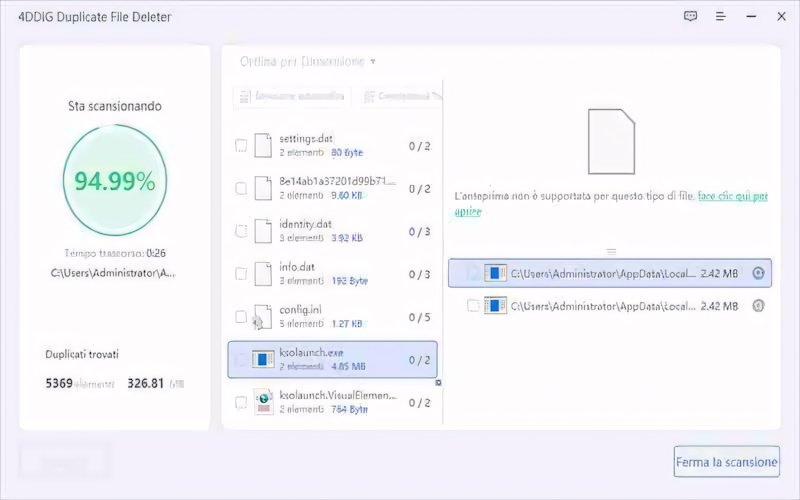 Miglior programma per trovare file doppi: 4DDiG Duplicate File Deleter
