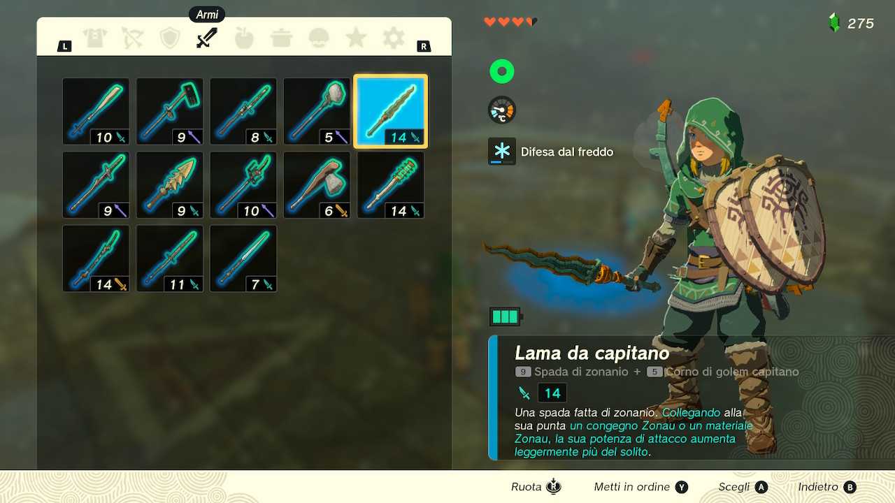 The Legend of Zelda: Tears of the Kingdom, le migliori combinazioni tra le armi