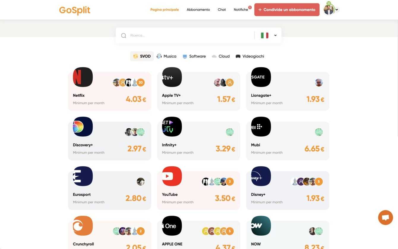 GoSplit: come funziona il nuovo sito per condividere abbonamenti online