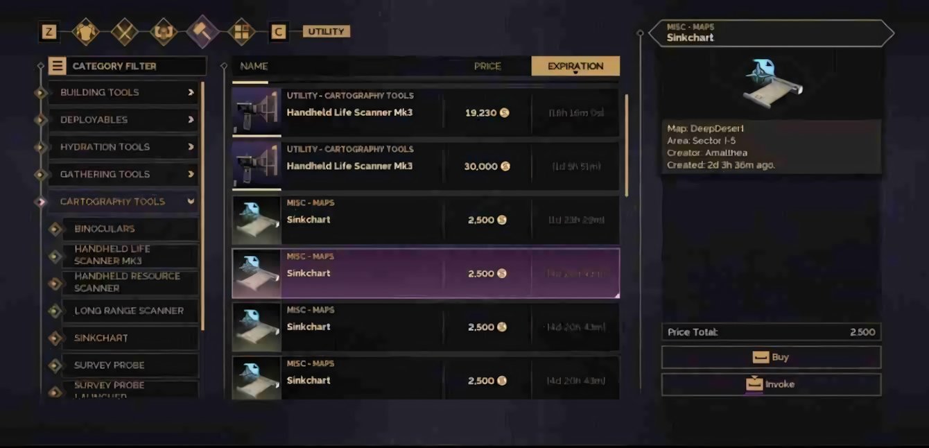 Consegnare Sinkcharts in Dune: Awakening – come trovarli, crearli e coltivarli per le attività del Landsraad