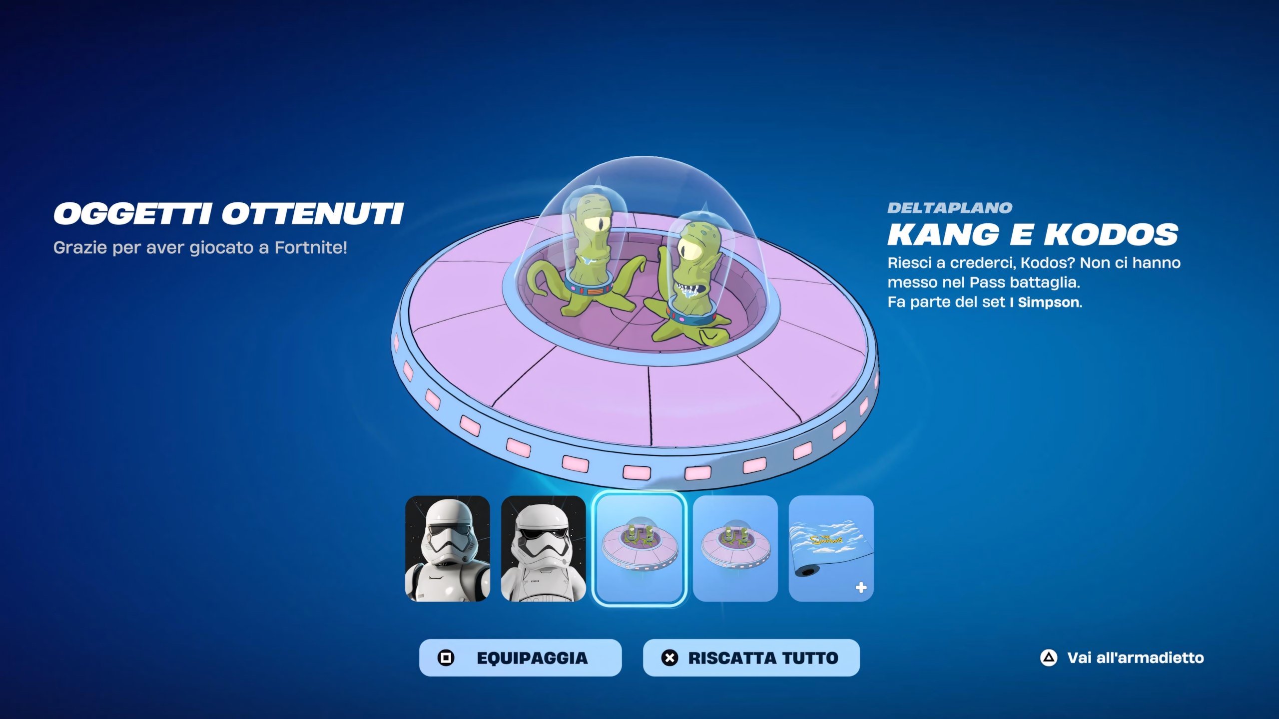 Fortnite: come avere il deltaplano gratis di Kang e Kodos, da I Simpson